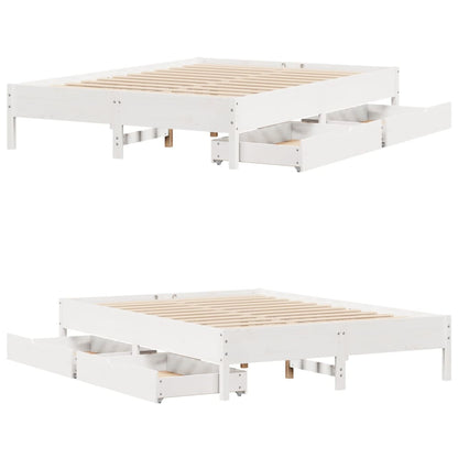 Bed Frame without Mattress White 140x200 cm Solid Wood Pine