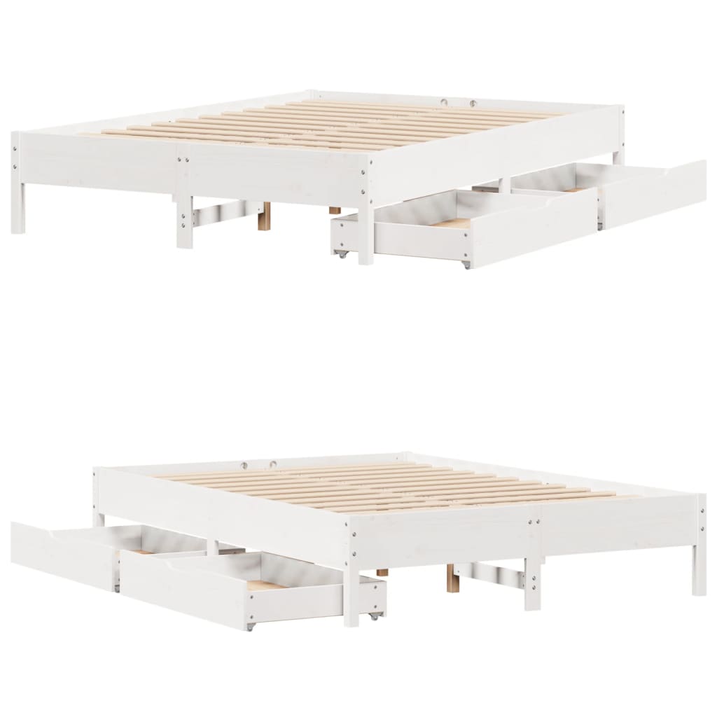 Bed Frame without Mattress White 120x200 cm Solid Wood Pine