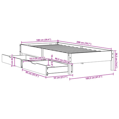 Bed Frame without Mattress 100x200 cm Solid Wood Pine