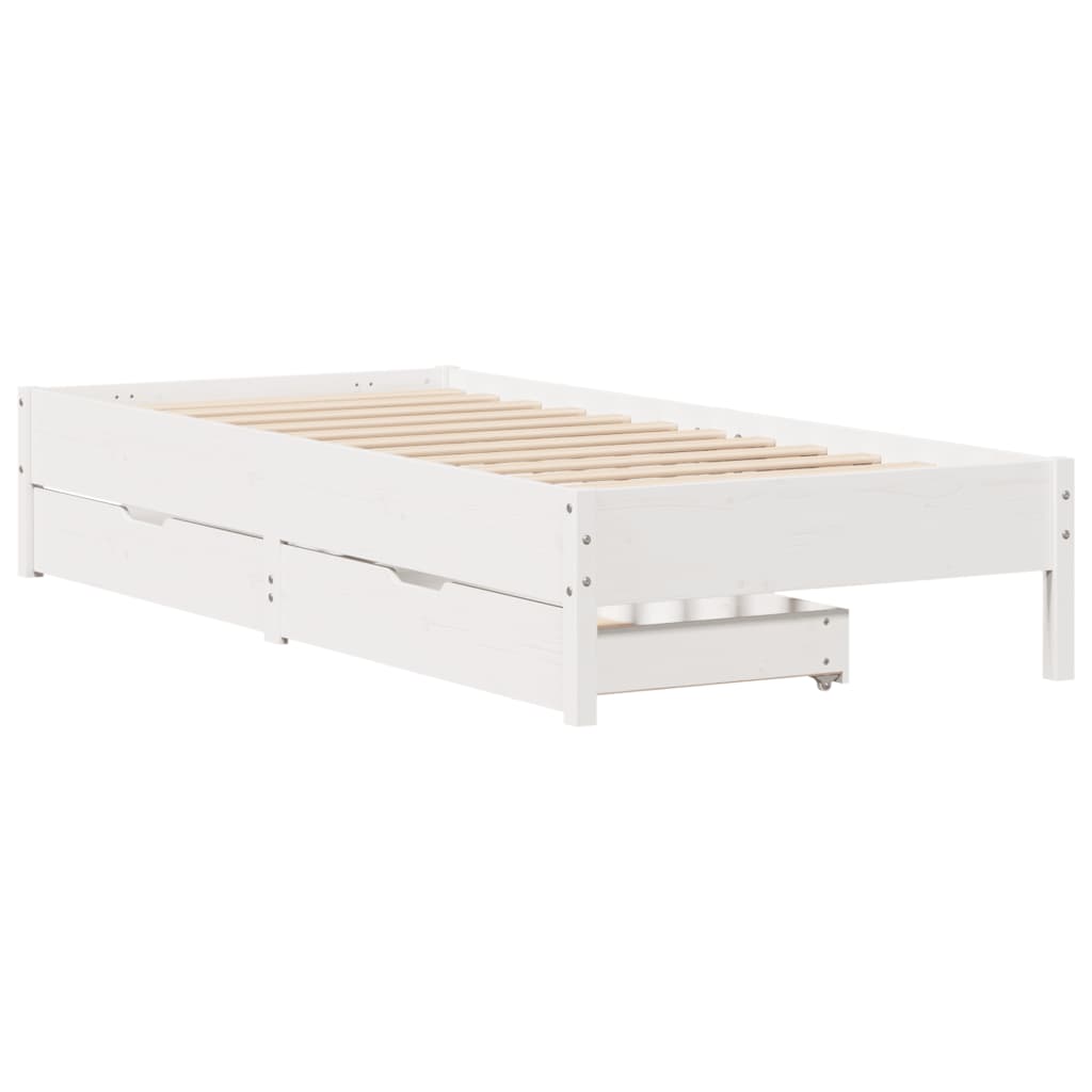 Bed Frame without Mattress White 100x200 cm Solid Wood Pine