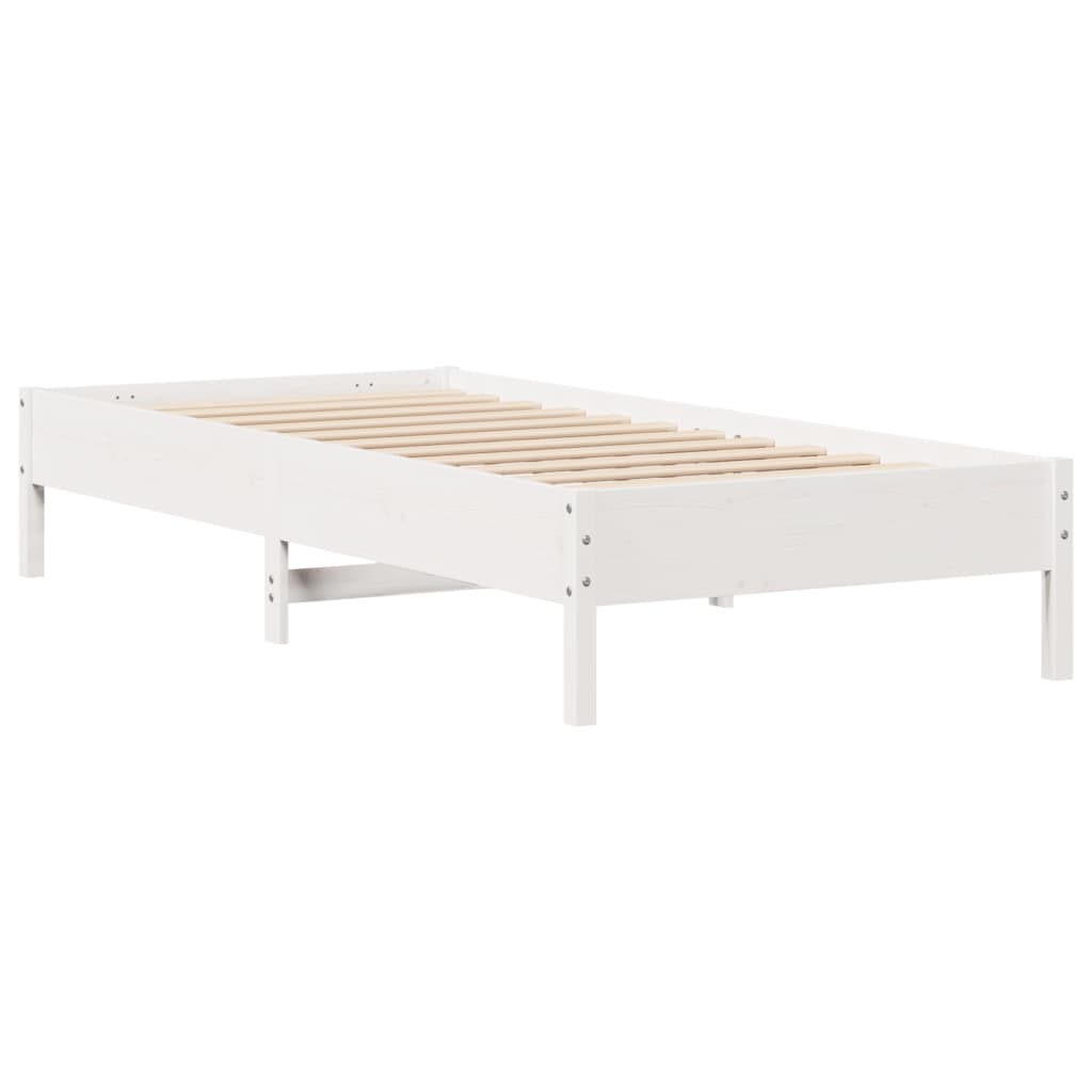 Bed Frame without Mattress White 100x200 cm Solid Wood Pine