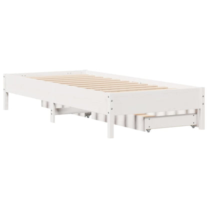 Bed Frame without Mattress White 100x200 cm Solid Wood Pine