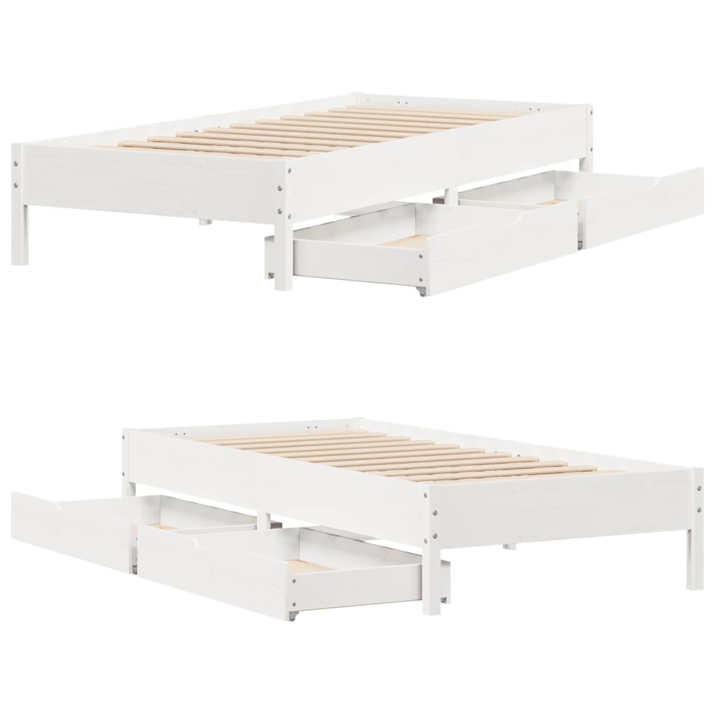 Bed Frame without Mattress White 100x200 cm Solid Wood Pine