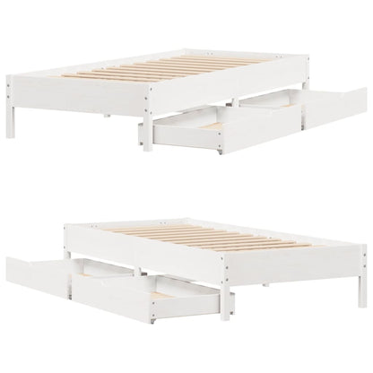 Bed Frame without Mattress White 100x200 cm Solid Wood Pine