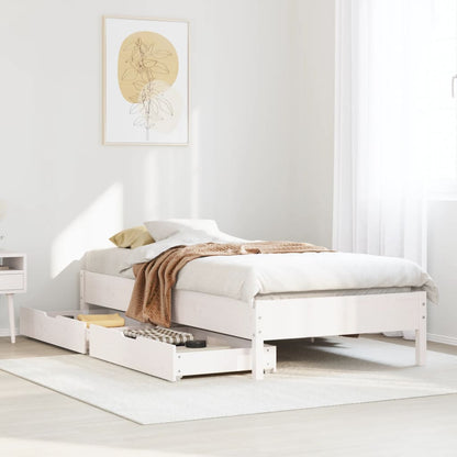 Bed Frame without Mattress White 100x200 cm Solid Wood Pine