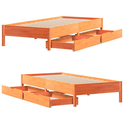 Bed Frame without Mattress Wax Brown 100x200 cm Solid Wood Pine