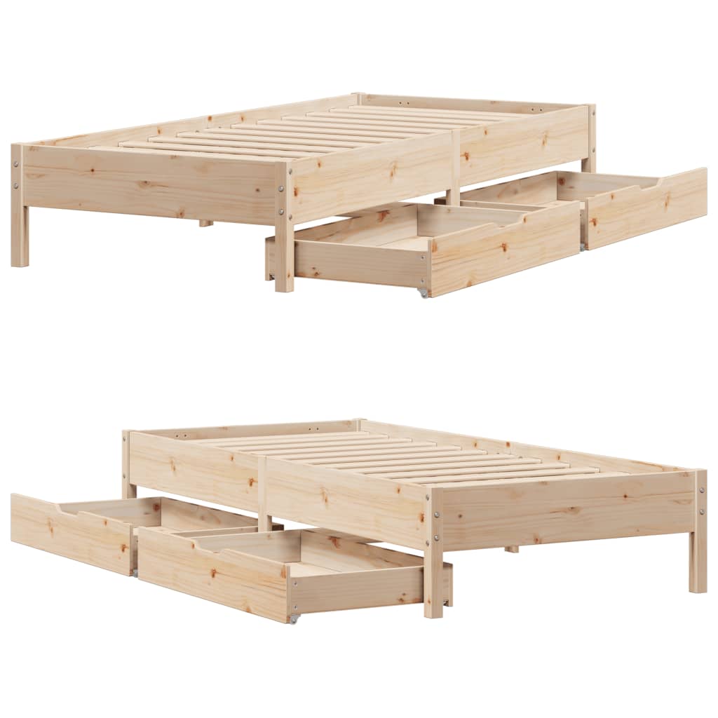 Bed Frame without Mattress 90x200 cm Solid Wood Pine