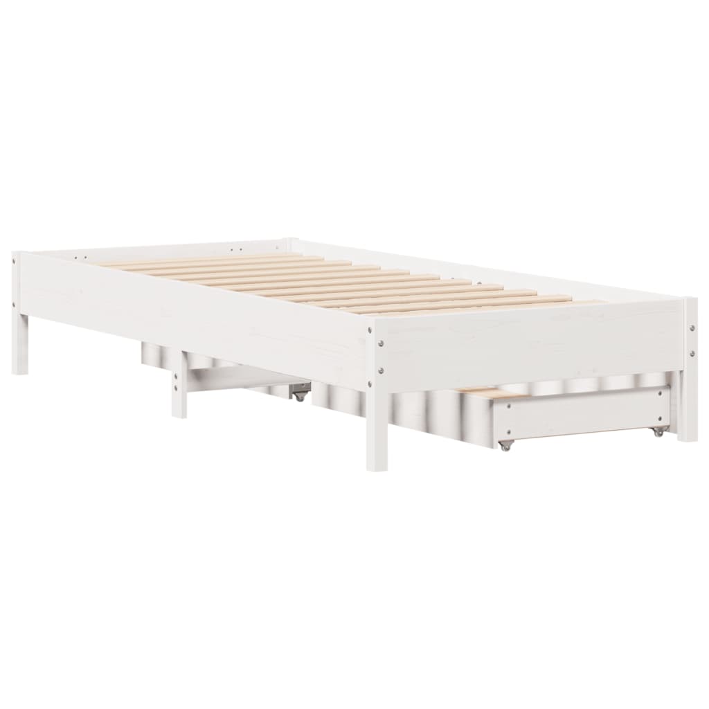 Bed Frame without Mattress White 90x200 cm Solid Wood Pine