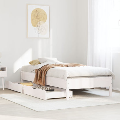 Bed Frame without Mattress White 90x200 cm Solid Wood Pine