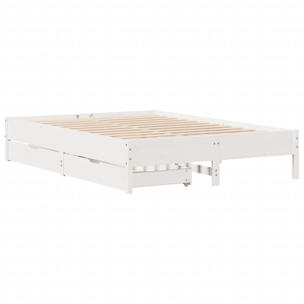 Bed Frame without Mattress White 140x190 cm Solid Wood Pine