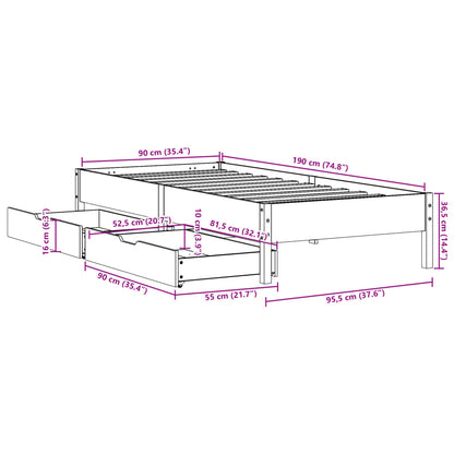 Bed Frame without Mattress 90x190 cm Single Solid Wood Pine