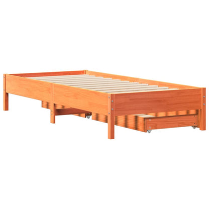 Bed Frame without Mattress Wax Brown 90x190 cm Single Solid Wood Pine