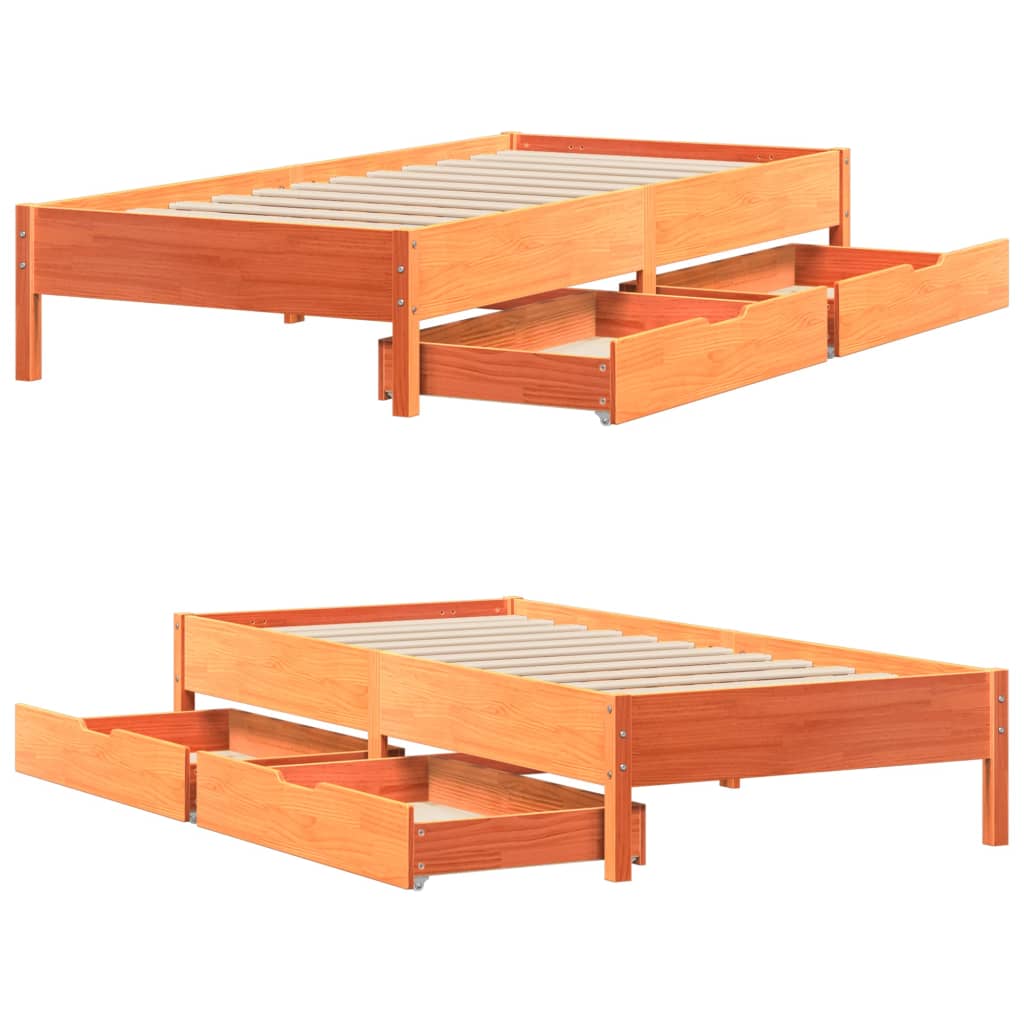 Bed Frame without Mattress Wax Brown 90x190 cm Single Solid Wood Pine