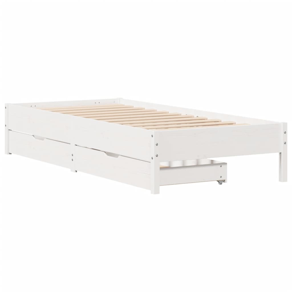 Bed Frame without Mattress White 75x190 cm Small Single Solid Wood Pine