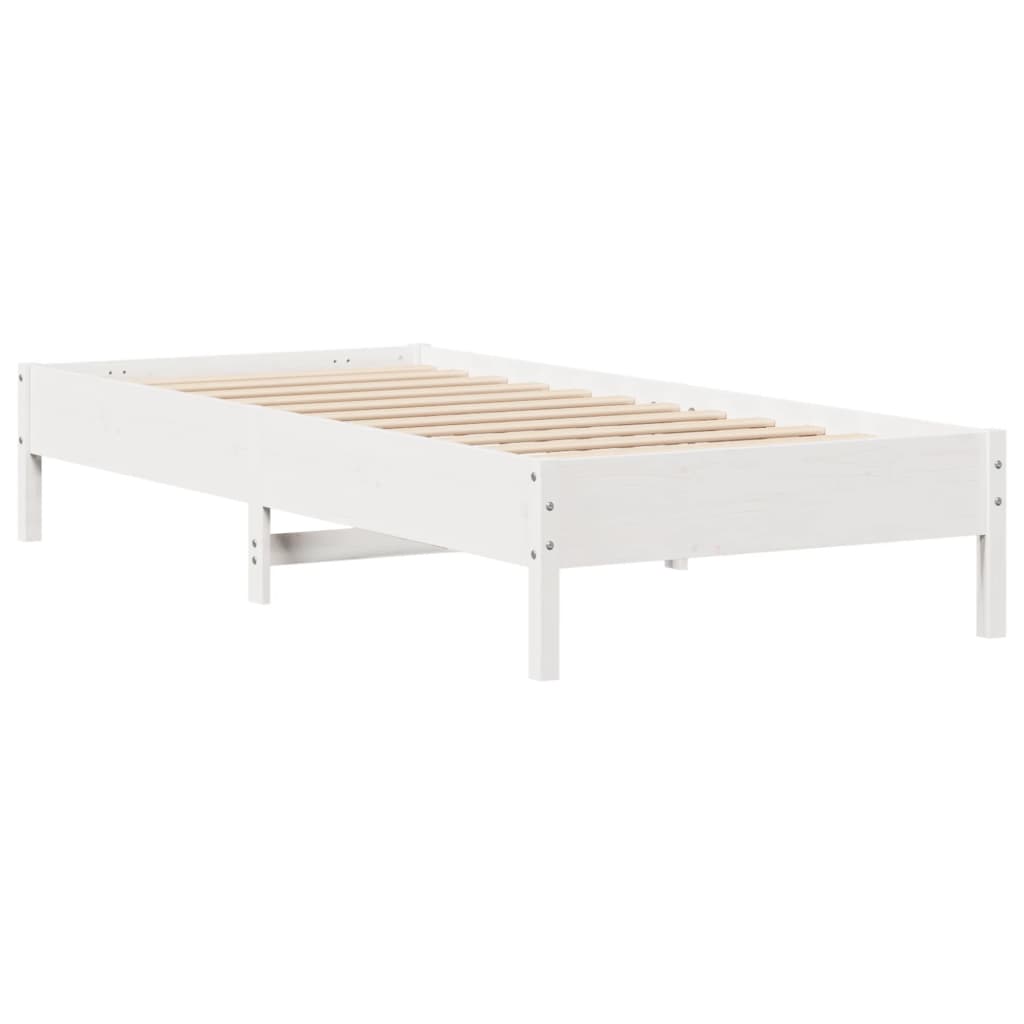 Bed Frame without Mattress White 75x190 cm Small Single Solid Wood Pine