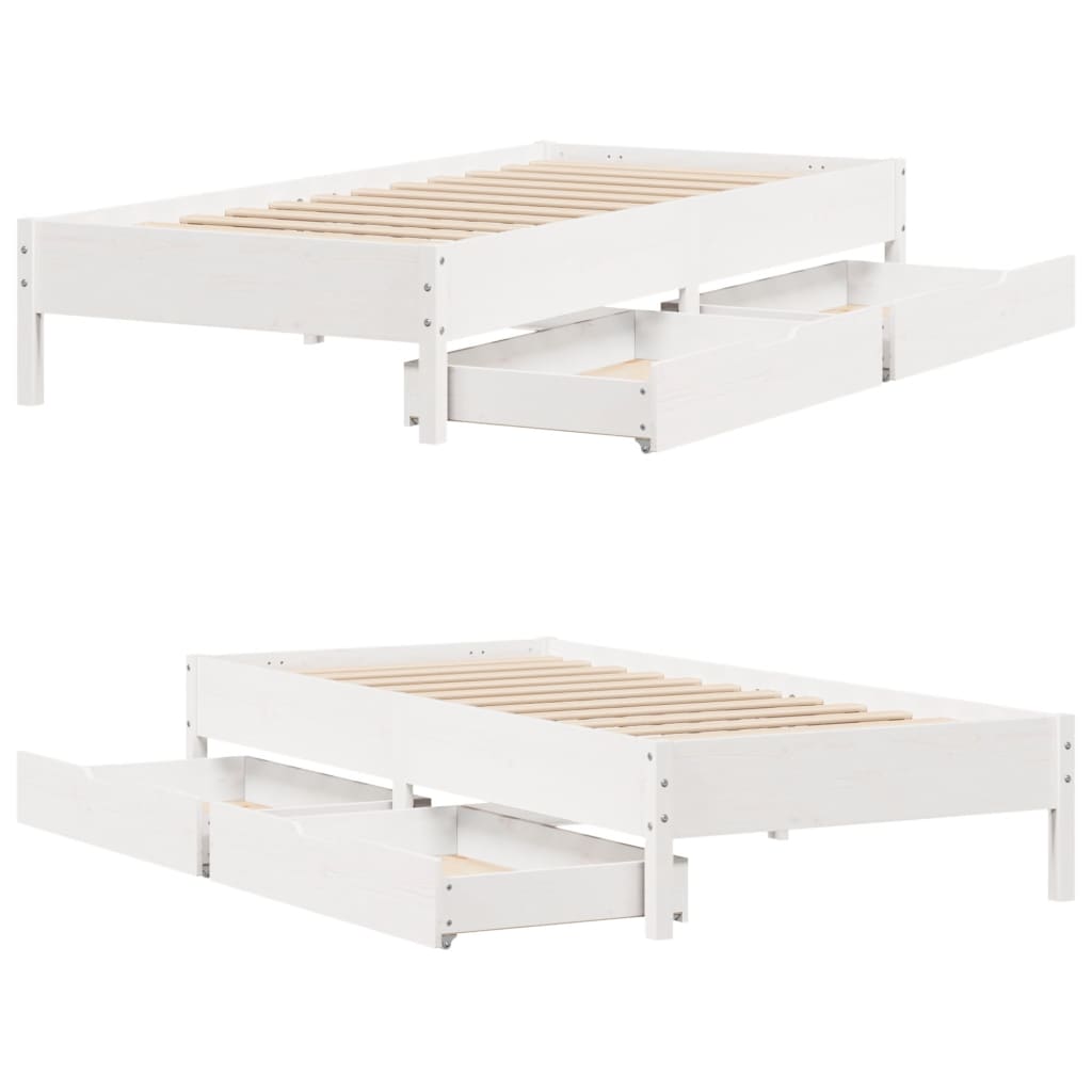 Bed Frame without Mattress White 75x190 cm Small Single Solid Wood Pine