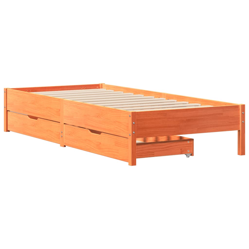 Bed Frame without Mattress Wax Brown 75x190 cm Small Single Solid Wood Pine