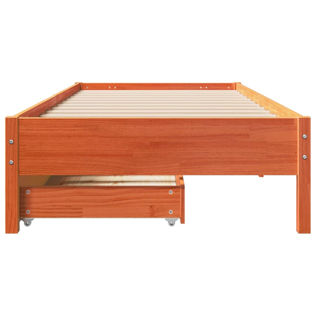 Bed Frame without Mattress Wax Brown 75x190 cm Small Single Solid Wood Pine