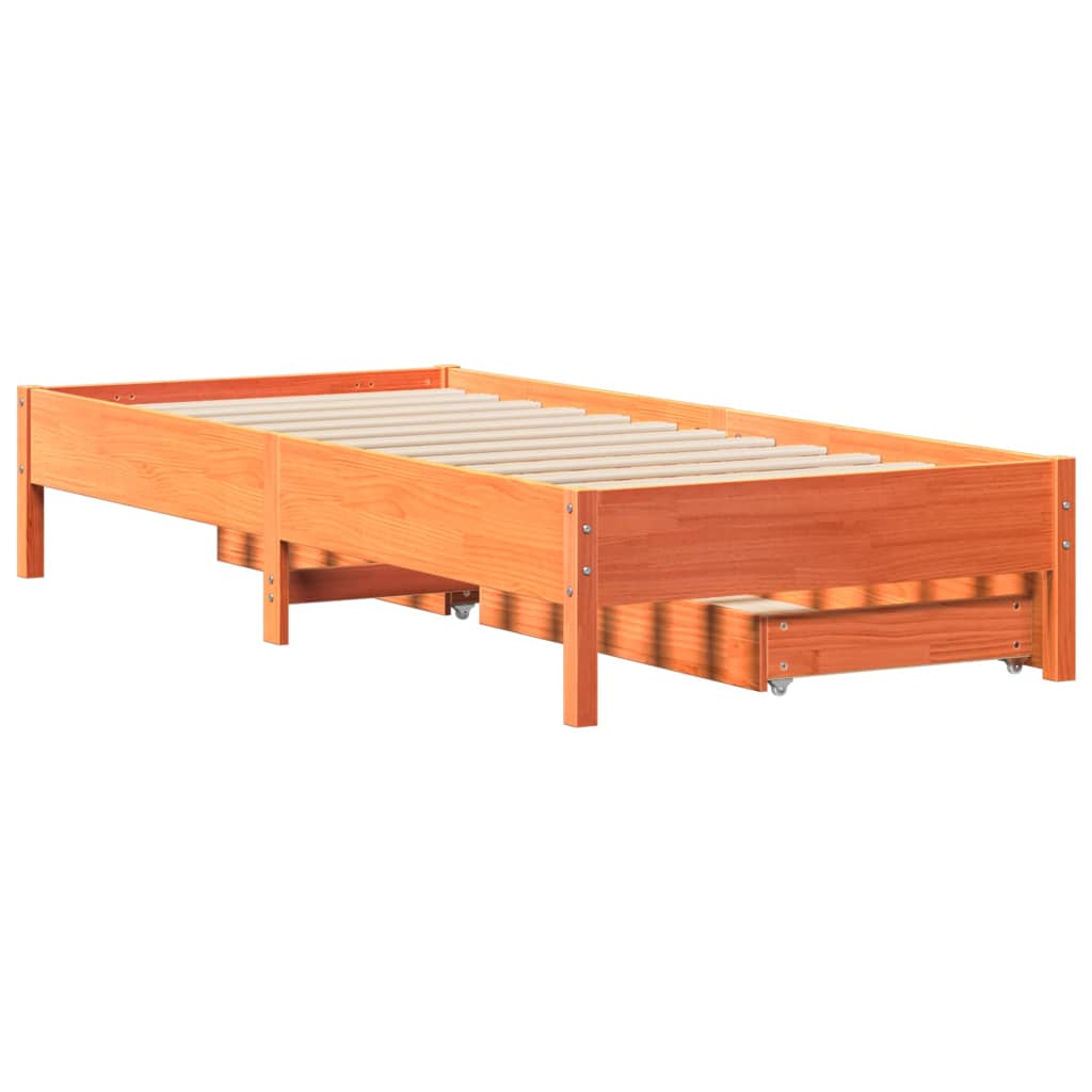 Bed Frame without Mattress Wax Brown 75x190 cm Small Single Solid Wood Pine