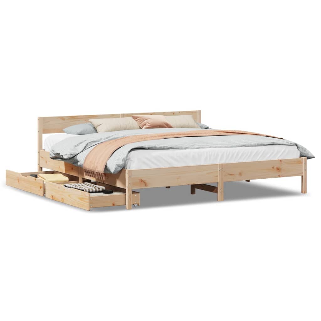 Bed Frame without Mattress 200x200 cm Solid Wood Pine