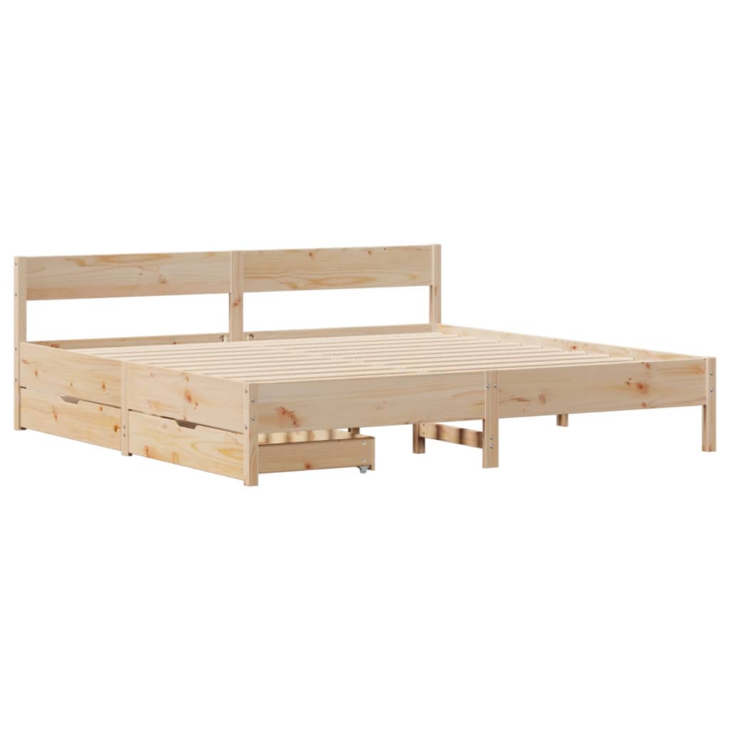 Bed Frame without Mattress 200x200 cm Solid Wood Pine