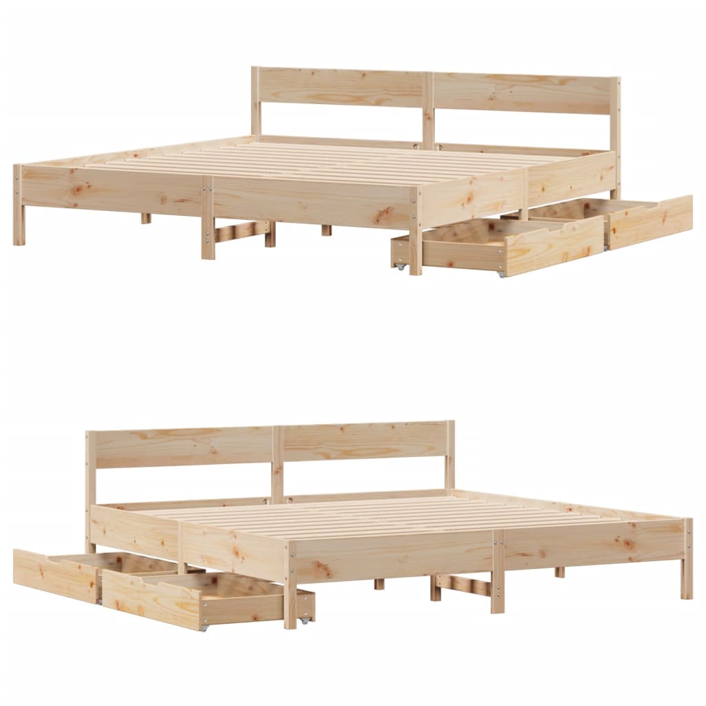 Bed Frame without Mattress 200x200 cm Solid Wood Pine