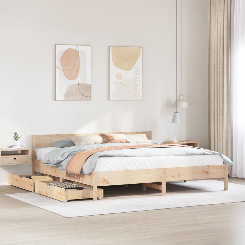 Bed Frame without Mattress 200x200 cm Solid Wood Pine