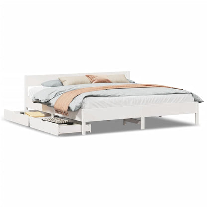 Bed Frame without Mattress White 200x200 cm Solid Wood Pine