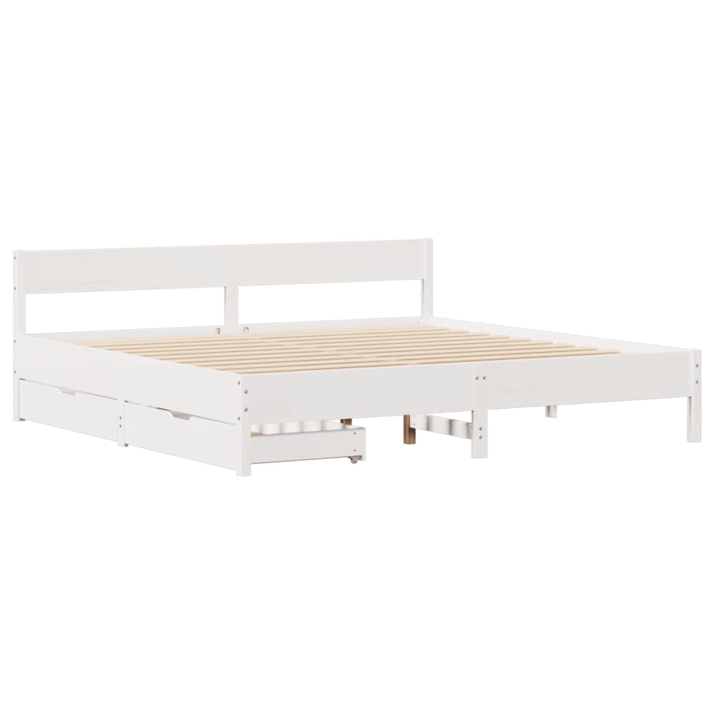 Bed Frame without Mattress White 200x200 cm Solid Wood Pine