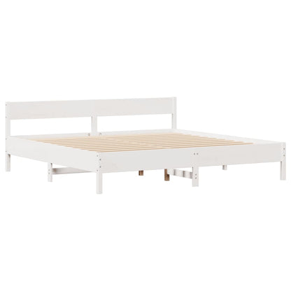 Bed Frame without Mattress White 200x200 cm Solid Wood Pine