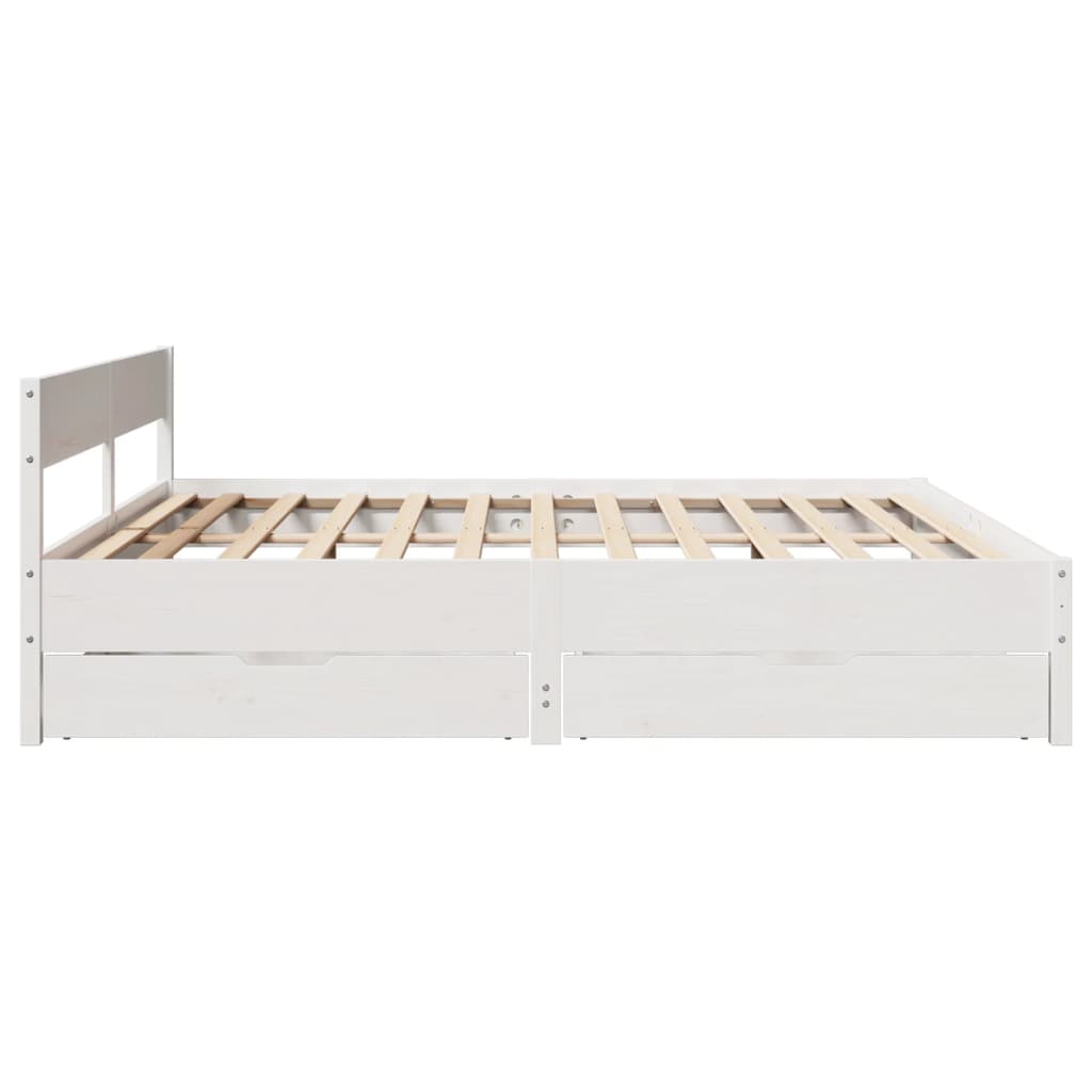 Bed Frame without Mattress White 200x200 cm Solid Wood Pine