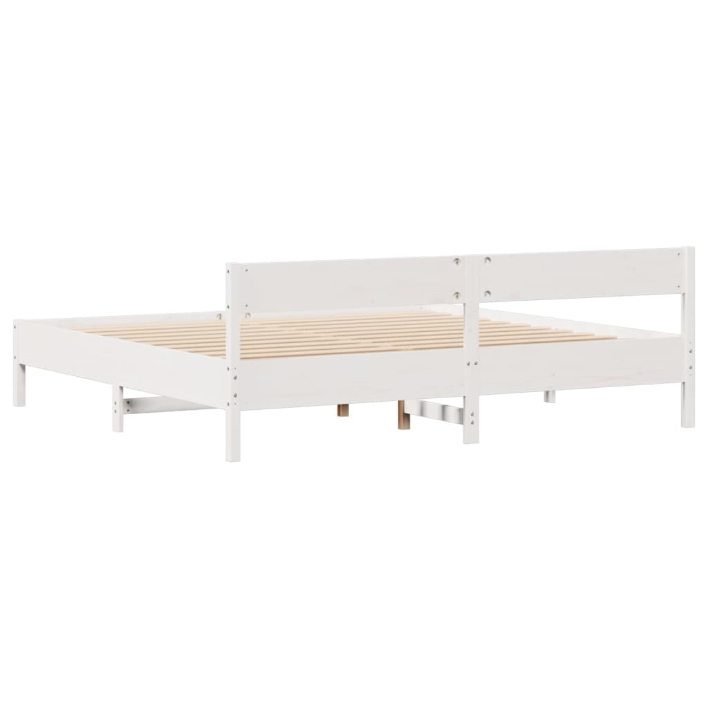 Bed Frame without Mattress White 200x200 cm Solid Wood Pine