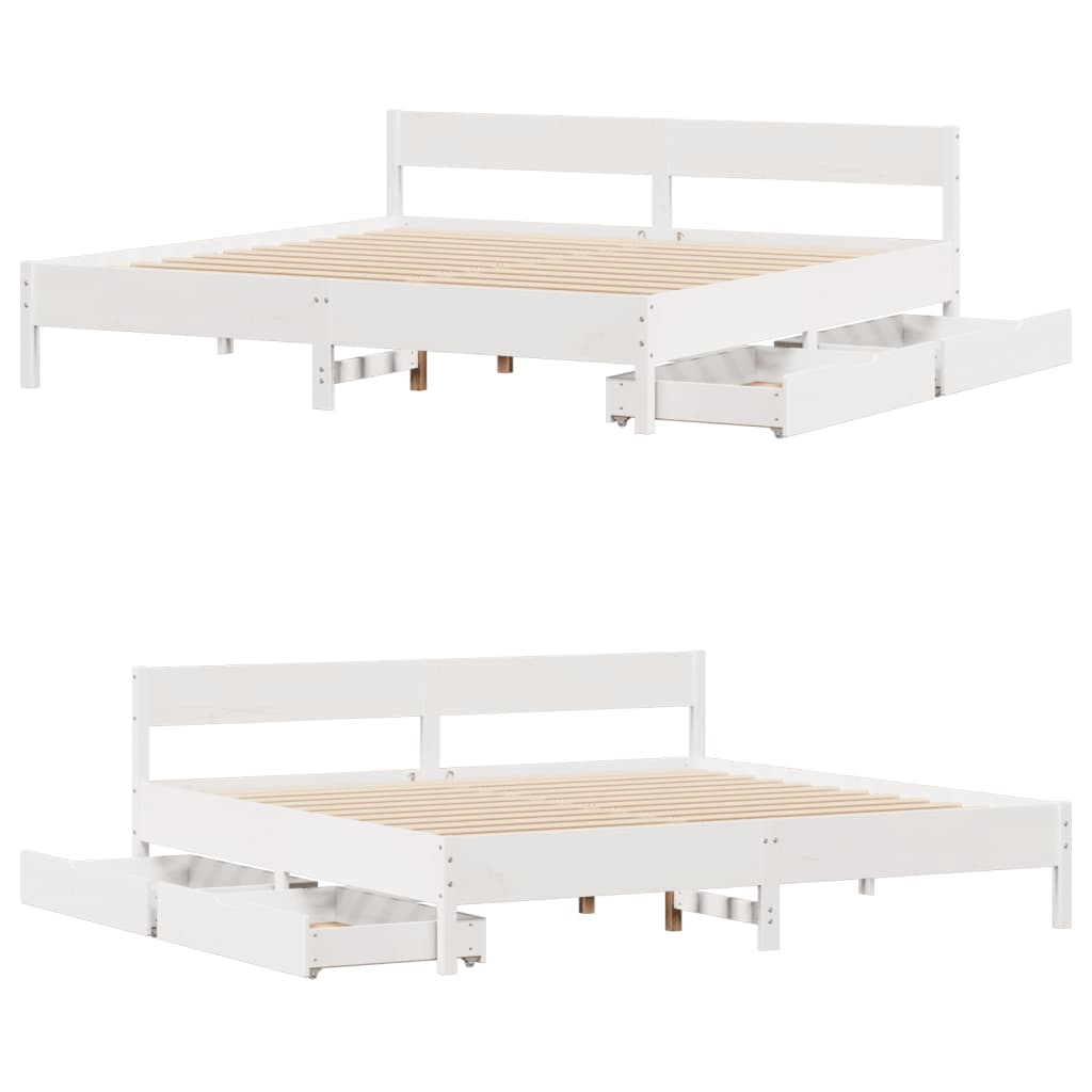 Bed Frame without Mattress White 200x200 cm Solid Wood Pine