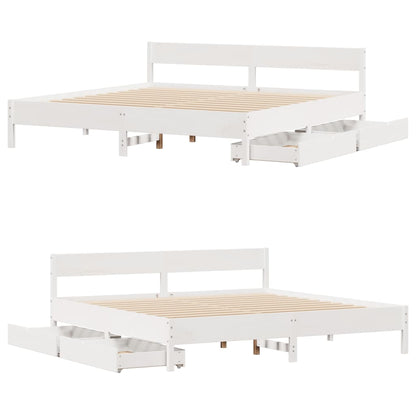 Bed Frame without Mattress White 200x200 cm Solid Wood Pine