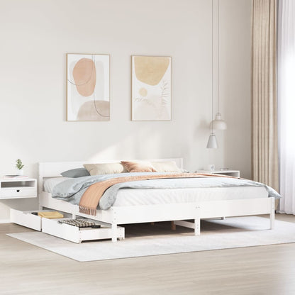 Bed Frame without Mattress White 200x200 cm Solid Wood Pine