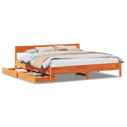 Bed Frame without Mattress Wax Brown 200x200 cm Solid Wood Pine