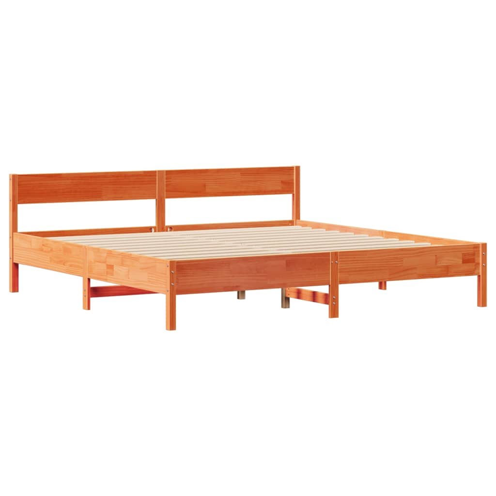 Bed Frame without Mattress Wax Brown 200x200 cm Solid Wood Pine