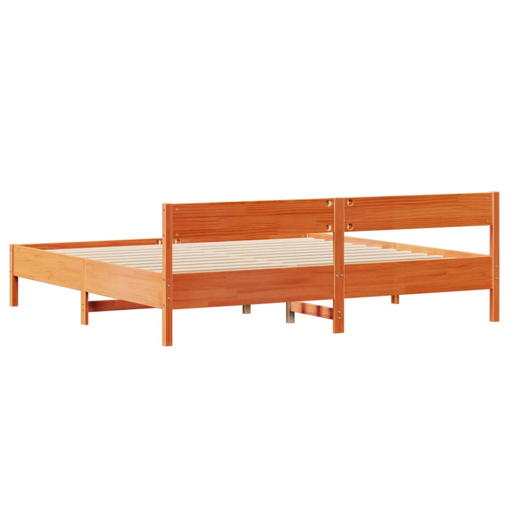 Bed Frame without Mattress Wax Brown 200x200 cm Solid Wood Pine