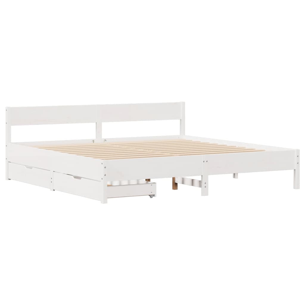 Bed Frame without Mattress White 180x200 cm Super King Solid Wood Pine