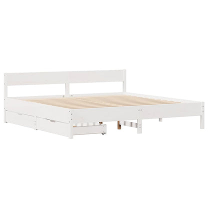 Bed Frame without Mattress White 180x200 cm Super King Solid Wood Pine