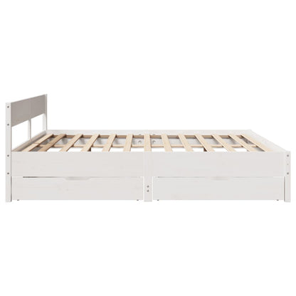 Bed Frame without Mattress White 180x200 cm Super King Solid Wood Pine