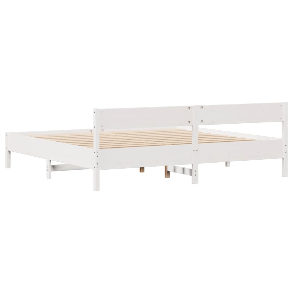 Bed Frame without Mattress White 180x200 cm Super King Solid Wood Pine