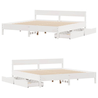 Bed Frame without Mattress White 180x200 cm Super King Solid Wood Pine