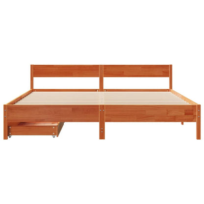 Bed Frame without Mattress Wax Brown 180x200 cm Super King Solid Wood Pine