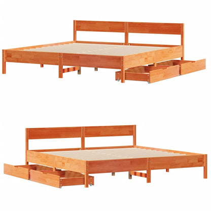 Bed Frame without Mattress Wax Brown 160x200 cm Solid Wood Pine