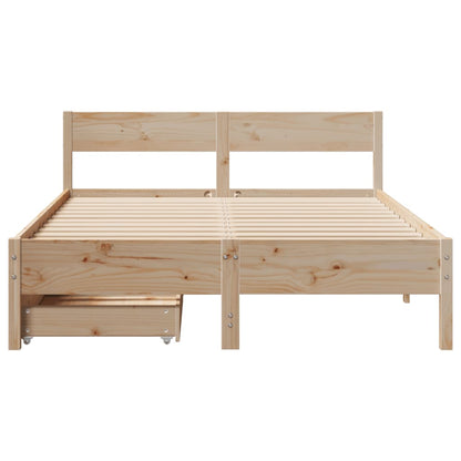 Bed Frame without Mattress 150x200 cm King Size Solid Wood Pine