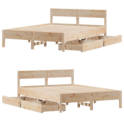 Bed Frame without Mattress 150x200 cm King Size Solid Wood Pine