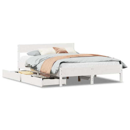 Bed Frame without Mattress White 150x200 cm King Size Solid Wood Pine