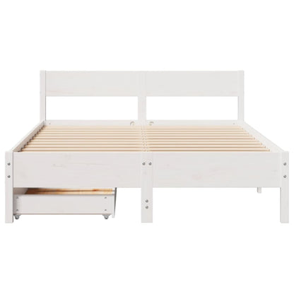 Bed Frame without Mattress White 150x200 cm King Size Solid Wood Pine