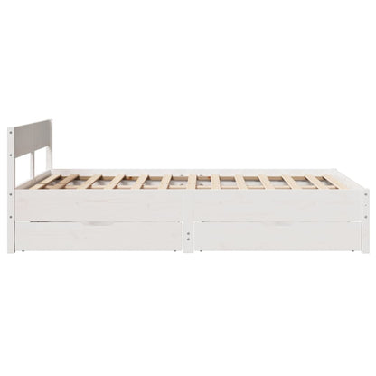 Bed Frame without Mattress White 150x200 cm King Size Solid Wood Pine